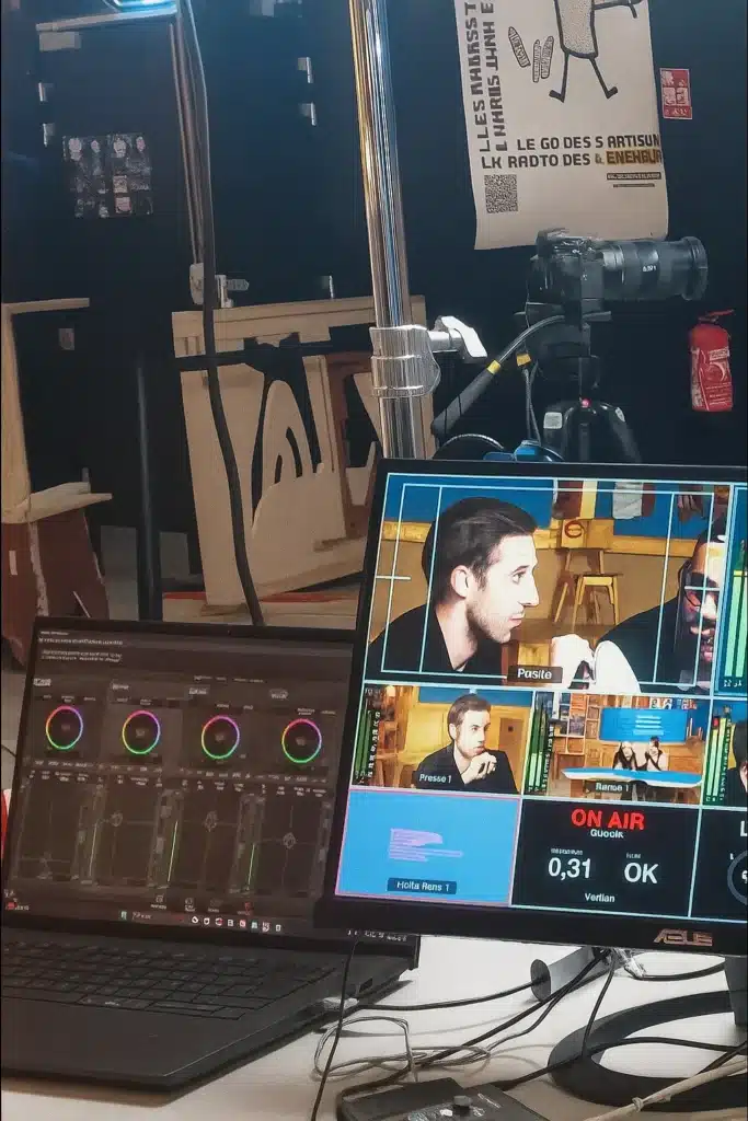 Photo du matériel utilisé pendant une captation de live pour JATT, par La Mine Productions.